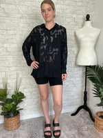 Midnight Textured Petal Button Up