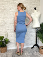 Plume Ribbed Dress Blue