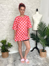 Becka Orange+Pink Checker Set Top