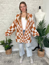 Millie Checker Print Cardigan Orange