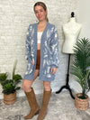 Christy Western Print Cardigan Blue