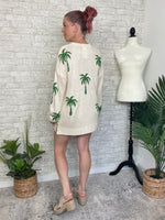 Palm Print Knit Summer Sweater
