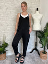 Elaine Full Length Black Terrycloth Jumpsuit