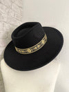Willa 2.0 Gold Flower Band Black Wide Brim