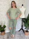 Pearl Puff Knit Top Sage