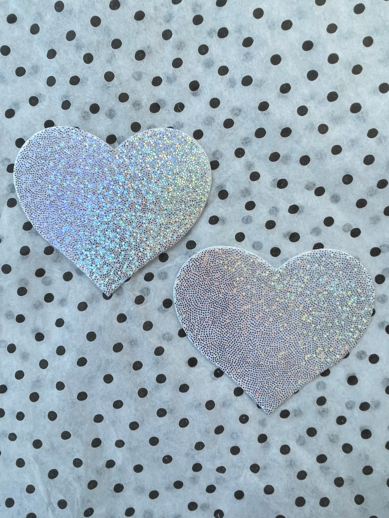 Silver Glitter Heart Pasties