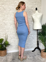 Plume Ribbed Dress Blue