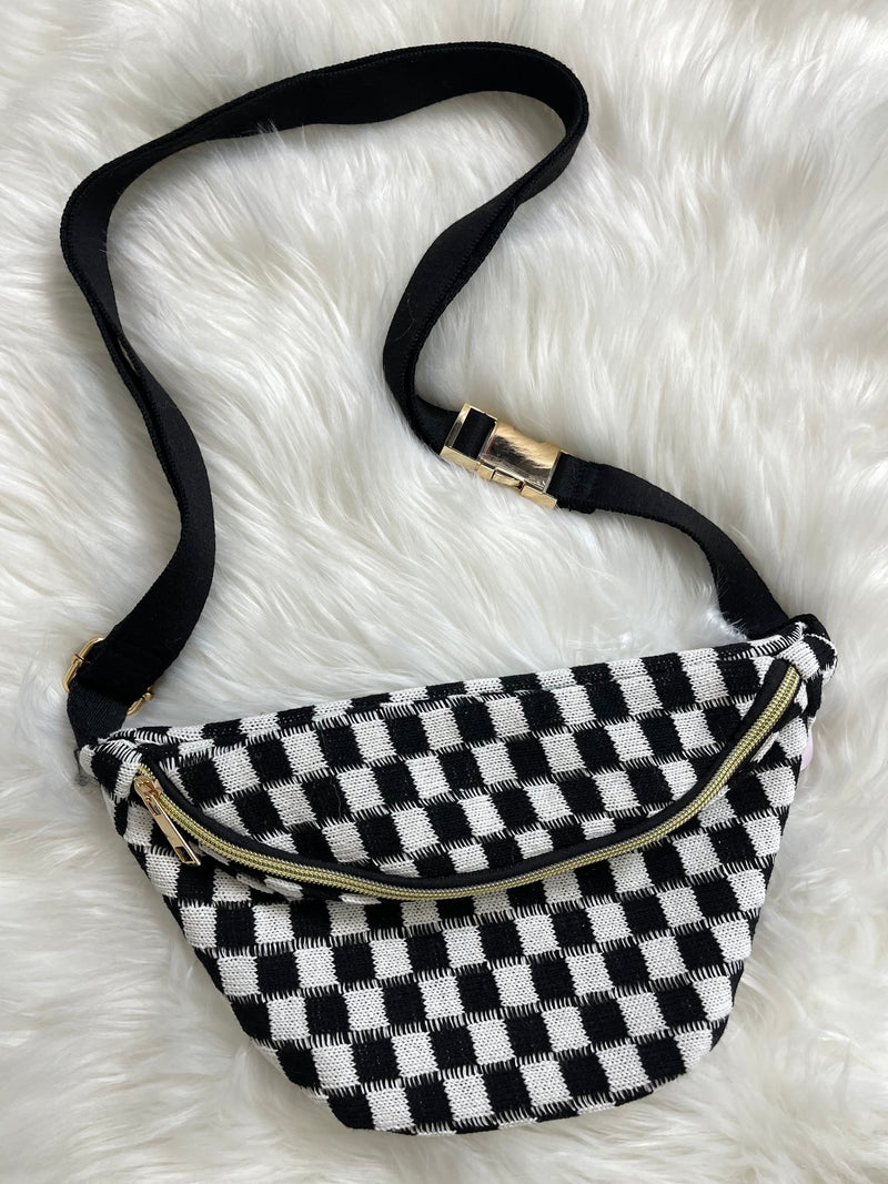 Checker Sling Bag - B+W