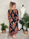 Madison Long Sleeve Twist Maxi Midnight Black+Ginger Floral