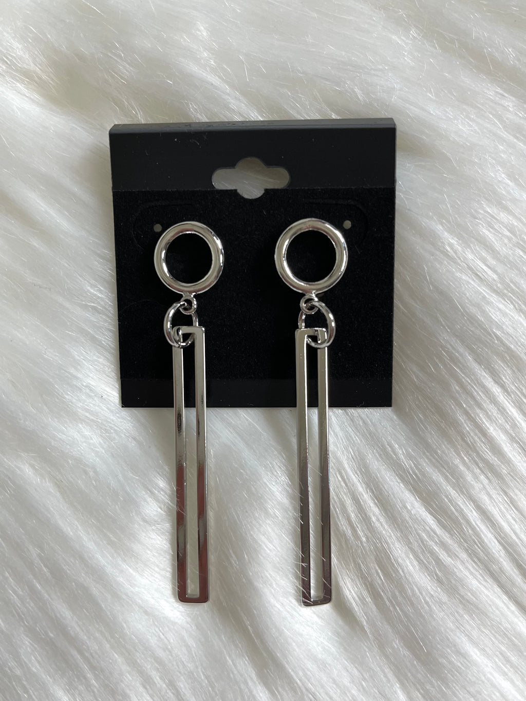 Thin Bar Drop Earrings Silver