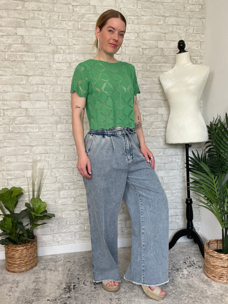 Druna Wide Leg Jeans W/ Tie