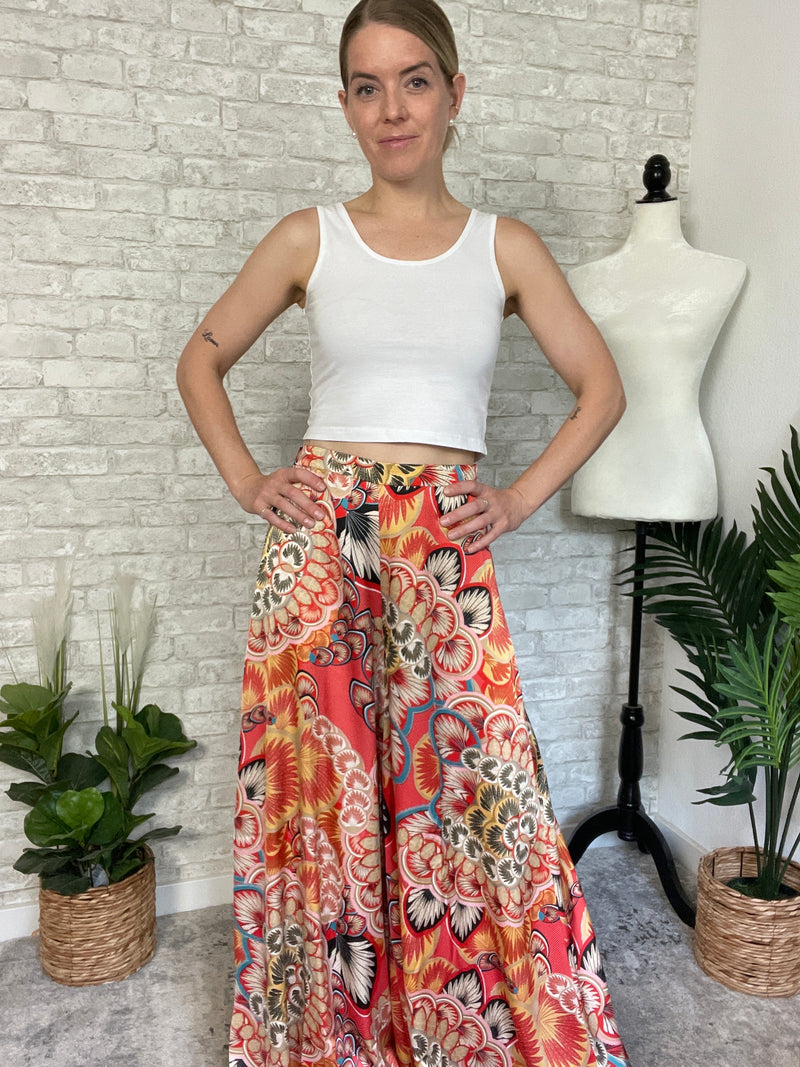 Kali Red Blossom Wide Leg Pants