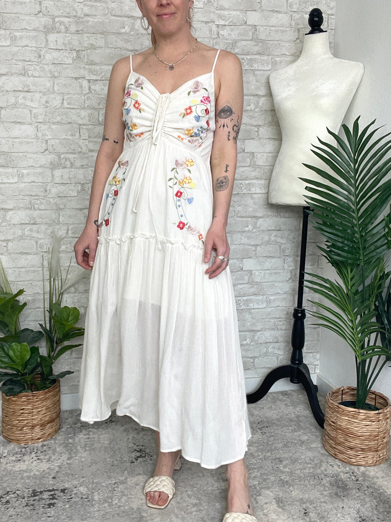 Demeter Cream Floral Embroidered Dress