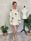 Palm Print Knit Summer Sweater