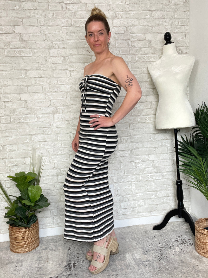 Lionel Black+White Stripe Knit Tube Dress
