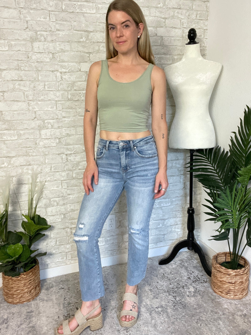 Sloane Distressed Micro-Flare Jeans