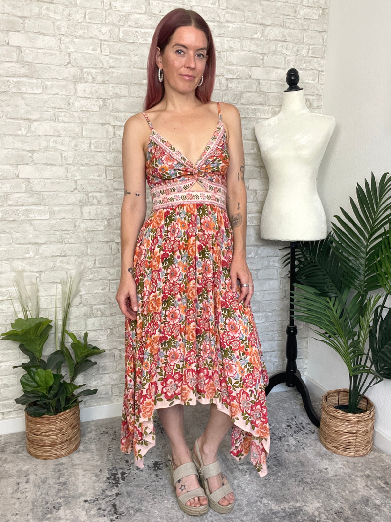 Heidi Twist Peach Floral Dress