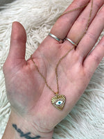 Evil Eye Rhinestone + Gold Pendant