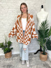 Millie Checker Print Cardigan Orange