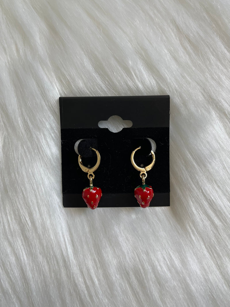 Strawberry Mini Gold Hoops
