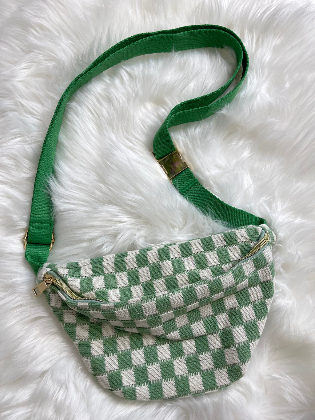 Checker Sling Bag - Pistachio Green