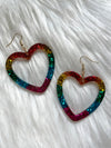 Rainbow Glitter Heart Earring