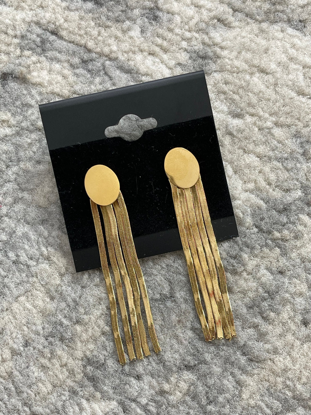 Oval Disc Snake Chain Earrings Gold