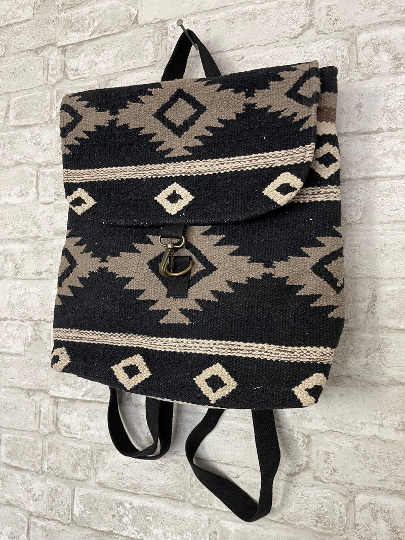 Black, Taupe + Cream Aztec Backpack