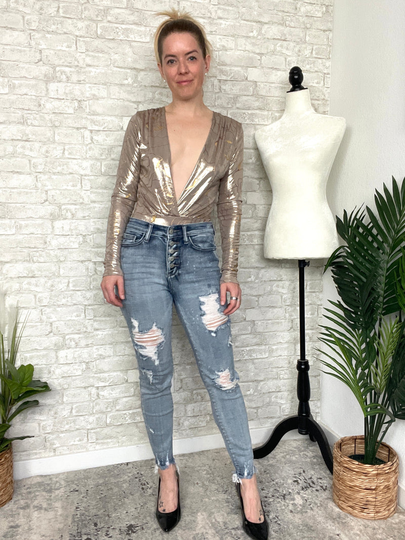 Gold Petal+Foil Bodysuit