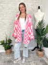 Millie Checker Print Cardigan Pink