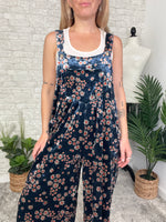 Daisy Navy Velvet Overall
