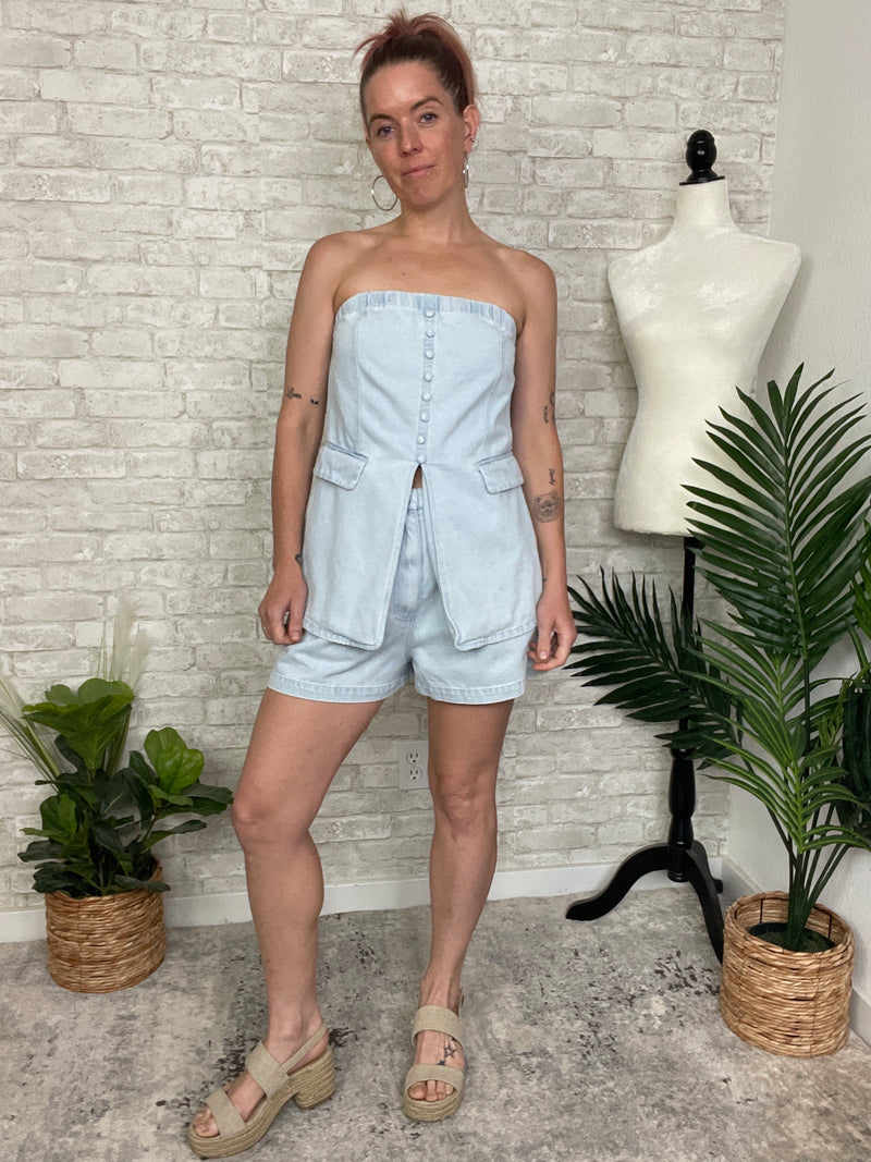 Rhonda Strapless Denim Top