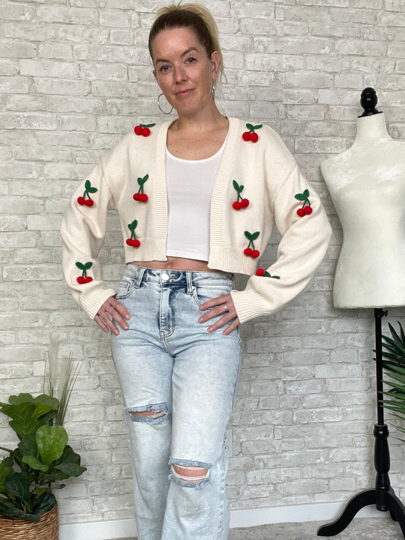 Cream Bauble Cherry Cardigan