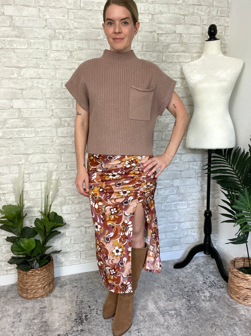 Jessalyn Knit Pullover Top Mushroom