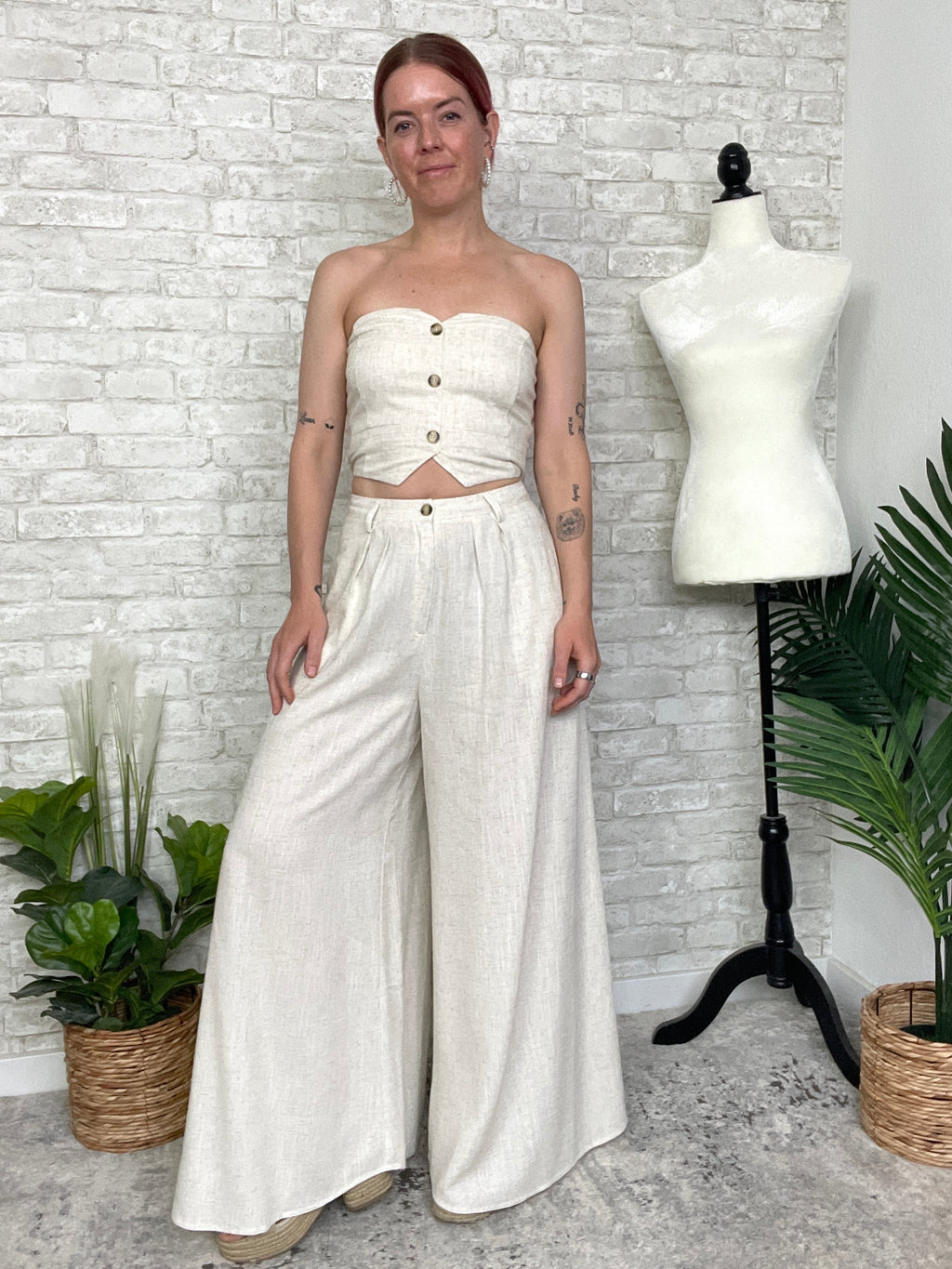 Leoni Cream Linen Suit Set