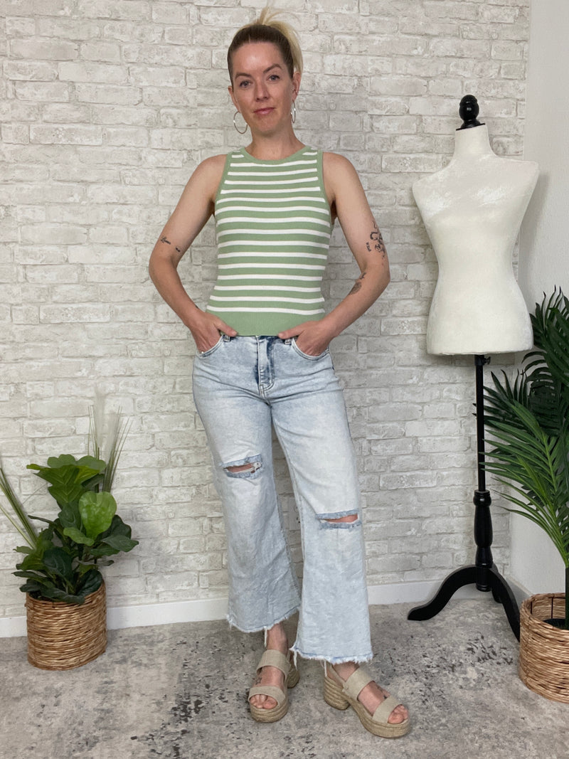 Darlene Green+Cream Stripe Tank