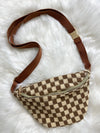 Checker Sling Bag - Brown