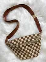 Checker Sling Bag - Brown