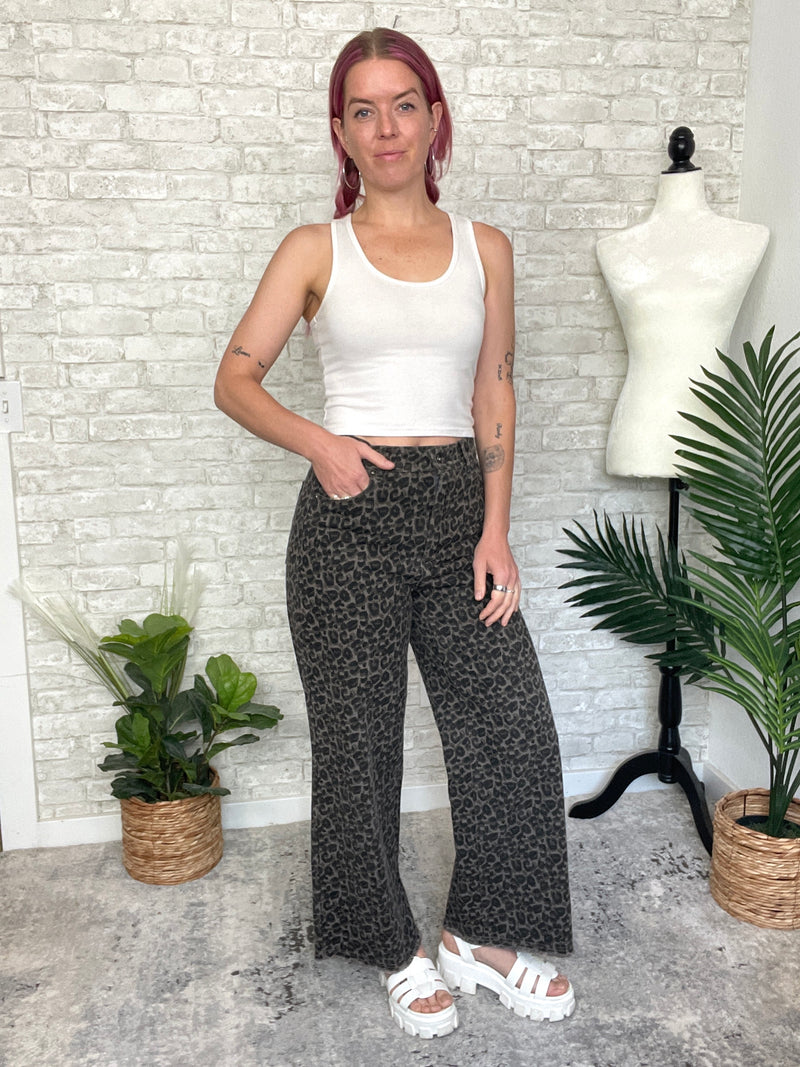 Vivienne Retro Cheetah Jeans Grey