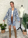 Christy Western Print Cardigan Blue