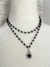 Black Crystal Layered Heart Pendant