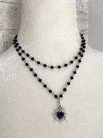 Black Crystal Layered Heart Pendant