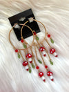 Dangling Mushroom Hoops Red