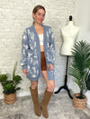 Christy Western Print Cardigan Blue