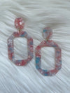 Pink/Blue Pearl Rectangle Octagon Drop Earring