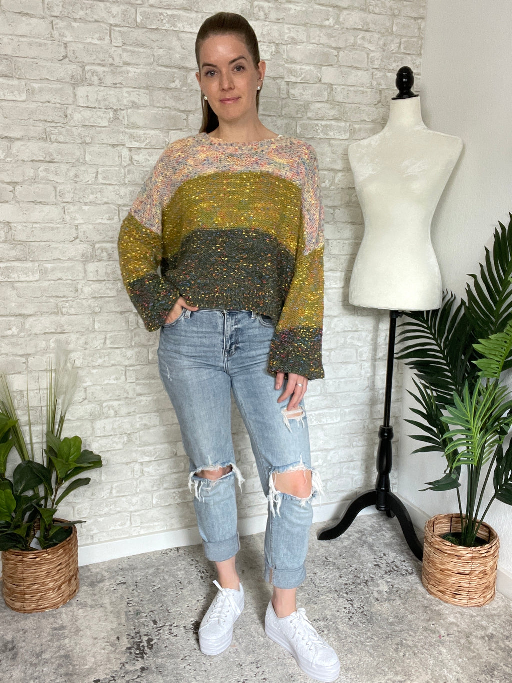 Stevie Green Rainbow Chip Sweater