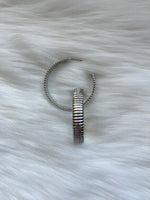 Silver Thick Textured Hoop