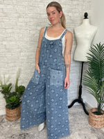 Flower Checker Print Overalls