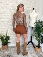 Ophelia Lace Fitted Top Mocha