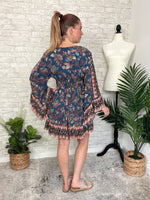 Mirabelle Teal Long Sleeve Mini Dress